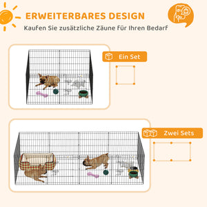 Welpenlaufstall mit Tür für kleine Hunde Indoor Outdoor schwarz
