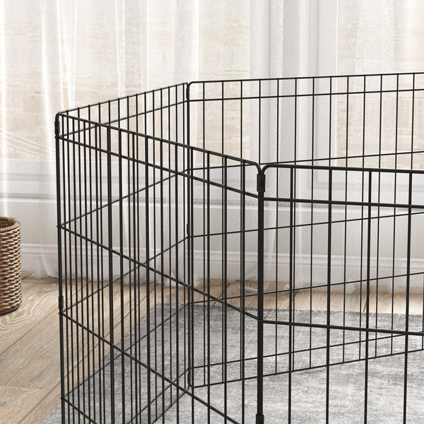 Welpenlaufstall mit Tür für kleine Hunde Indoor Outdoor schwarz