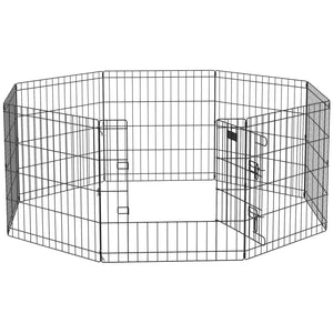 Welpenlaufstall mit Tür für kleine Hunde Indoor Outdoor schwarz