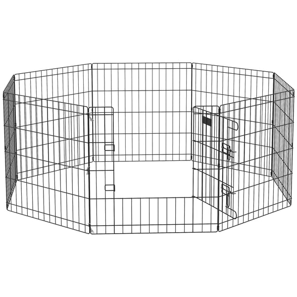 Welpenlaufstall mit Tür für kleine Hunde Indoor Outdoor schwarz