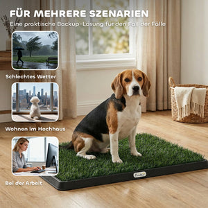 Welpentoilette Hundetoilette waschbar mit Kunstrasen für Balkon und Zuhause