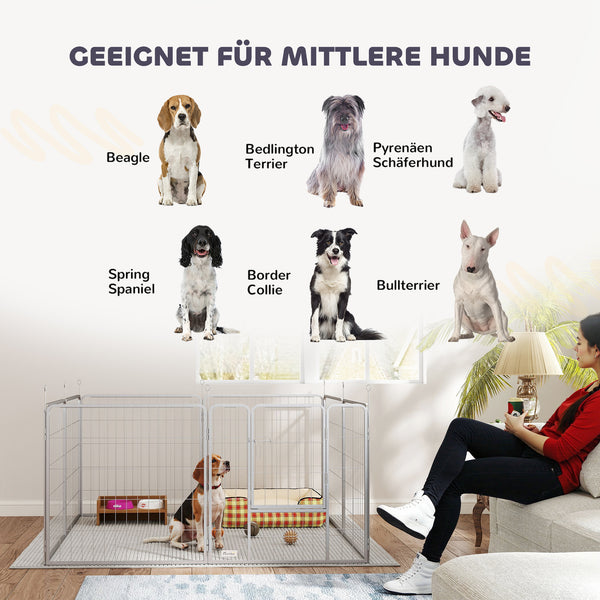 Hundezaun Welpenauslauf Gehege flexibel für drinnen aus Metall