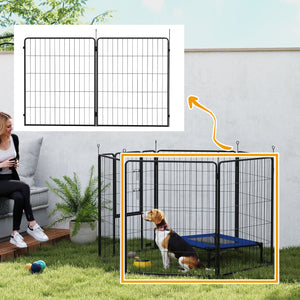 Welpenzaun Erweiterung 2er-Set für Hunde und Welpen aus Stahl grau