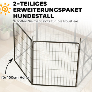 Welpenzaun Erweiterung 2er-Set für Hunde und Welpen aus Stahl grau