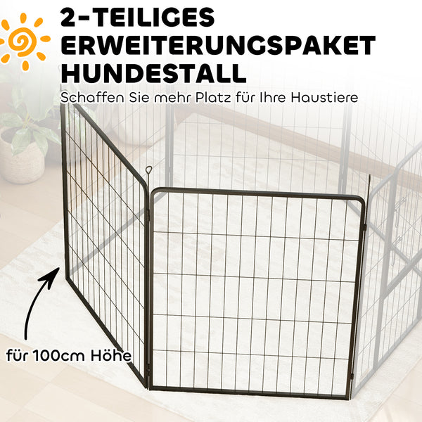 Welpenzaun Erweiterung 2er-Set für Hunde und Welpen aus Stahl grau