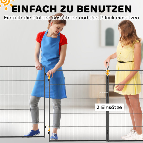 Welpenzaun Erweiterung 2er-Set für Hunde und Welpen aus Stahl grau