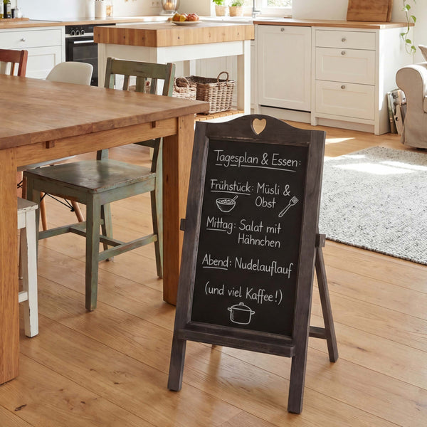 Werbetafel Aufsteller Kreidetafel 66x37x27cm Shabby-Look Vintage grau-braun