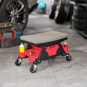 Werkstatthocker mit Rollen und Ablage belastbar bis 135kg grau