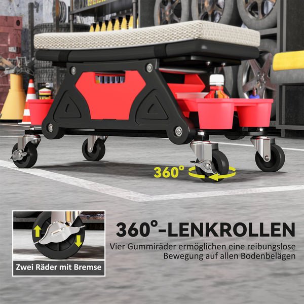 Werkstatthocker mit Rollen und Ablage belastbar bis 135kg grau