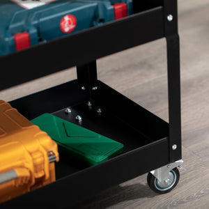 Werkzeugwagen rollbar mit 3 Ebenen für Werkstatt aus Stahl schwarz