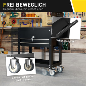 Werkzeugwagen rollbar abschliessbar mit Schubladen schwarz