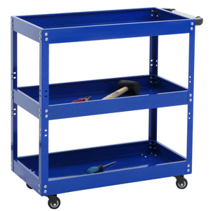 Werkzeugwagen Rollwagen Transportwagen 3 Ladeflächen 73x73x36cm Stahl blau