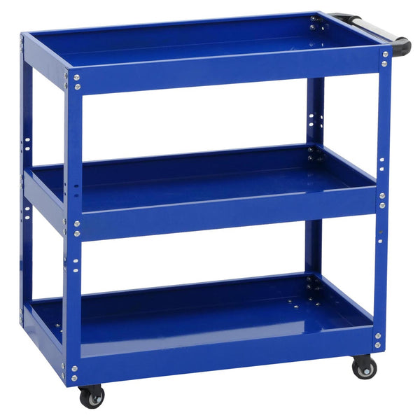 Werkzeugwagen Rollwagen Transportwagen 3 Ladeflächen 73x73x36cm Stahl blau