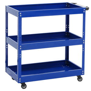 Werkzeugwagen Rollwagen Transportwagen 3 Ladeflächen 73x73x36cm Stahl blau