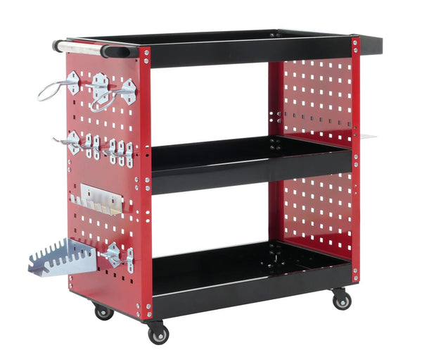 Werkzeugwagen Rollwagen Werkstattwagen 3 Ladeflächen 73x90x35cm Stahl rot