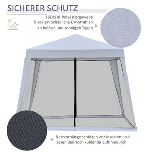Wetterfestes Gartenpavillon 3x3m mit Moskitonetz Grau