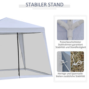 Wetterfestes Gartenpavillon 3x3m mit Moskitonetz Grau