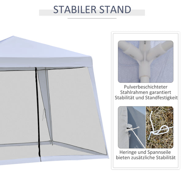 Wetterfestes Gartenpavillon 3x3m mit Moskitonetz Grau