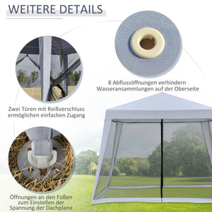 Wetterfestes Gartenpavillon 3x3m mit Moskitonetz Grau