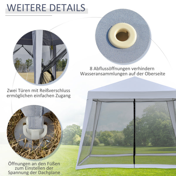 Wetterfestes Gartenpavillon 3x3m mit Moskitonetz Grau