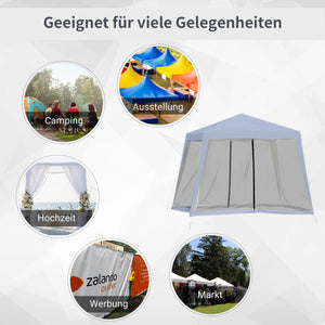 Wetterfestes Gartenpavillon 3x3m mit Moskitonetz Grau