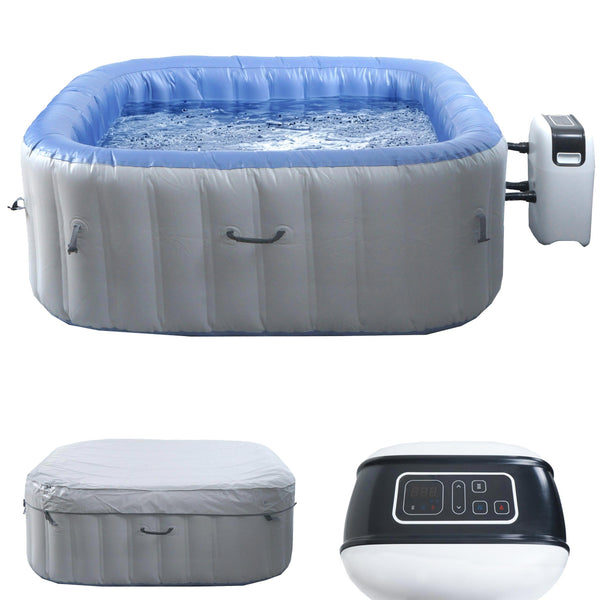 Whirlpool 5 Personen eckig 180cm beheizbar aufblasbar grau-blau