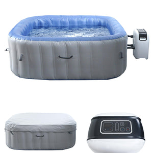 Aufblasbarer Whirlpool für 6 Personen, eckig, grau-blau, beheizbar