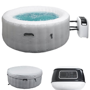 Whirlpool für 4 Personen, rund, beheizbar, Ø180cm, grau-weiss