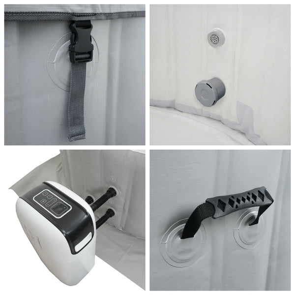 Whirlpool für 4 Personen, rund, beheizbar, Ø180cm, grau-weiss