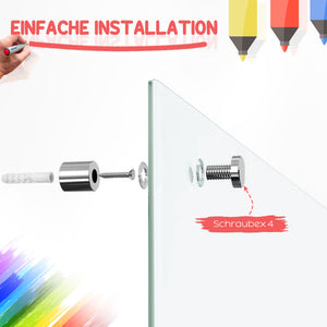 Whiteboard Magnettafel Glas mit Zubehör für Büro und Homeoffice weiss