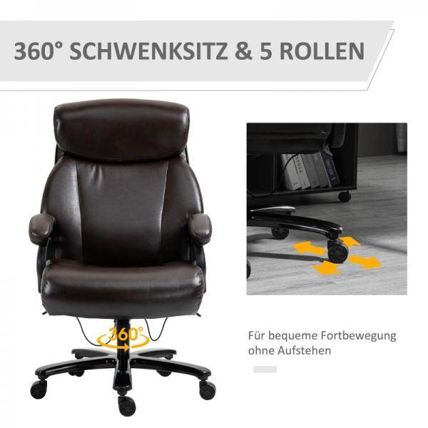 Bürostuhl Chefsessel Gaming Stuhl Drehstuhl Wippfunktion höhenverstellbar Kunstleder Braun