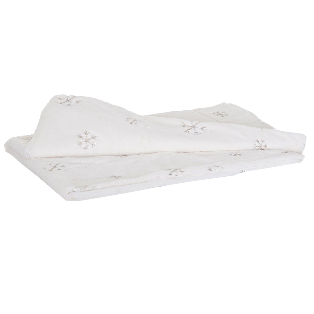 Wohndecke Tagesdecke Kuscheldecke flauschig Pailletten 150x120cm weiss