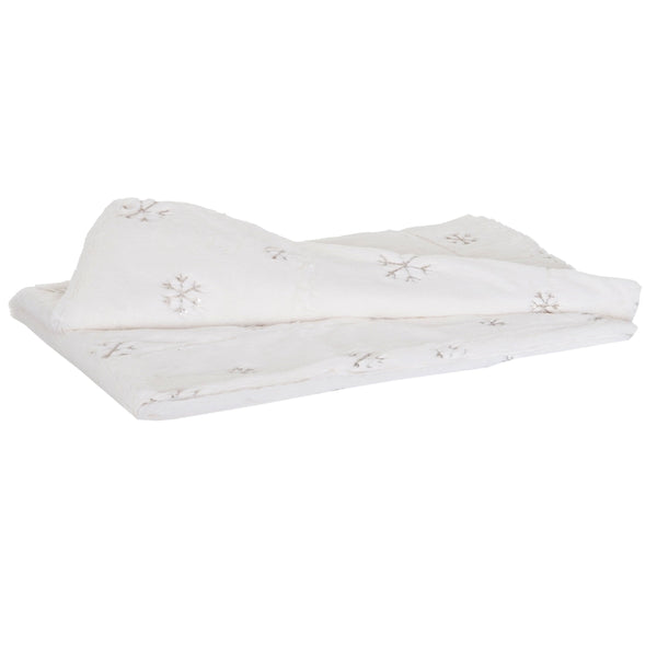 Wohndecke Tagesdecke Kuscheldecke flauschig Pailletten 150x120cm weiss