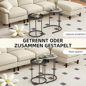 Wohnzimmertisch Set platzsparend Tablett Design Metall grau