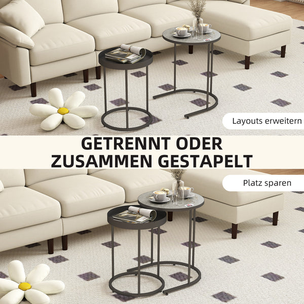 Wohnzimmertisch Set platzsparend Tablett Design Metall grau
