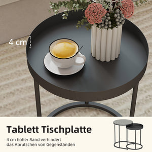 Wohnzimmertisch Set platzsparend Tablett Design Metall grau