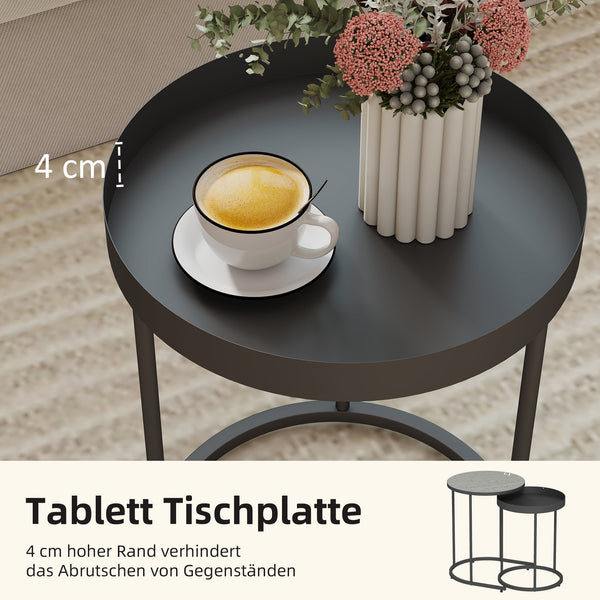 Wohnzimmertisch Set platzsparend Tablett Design Metall grau