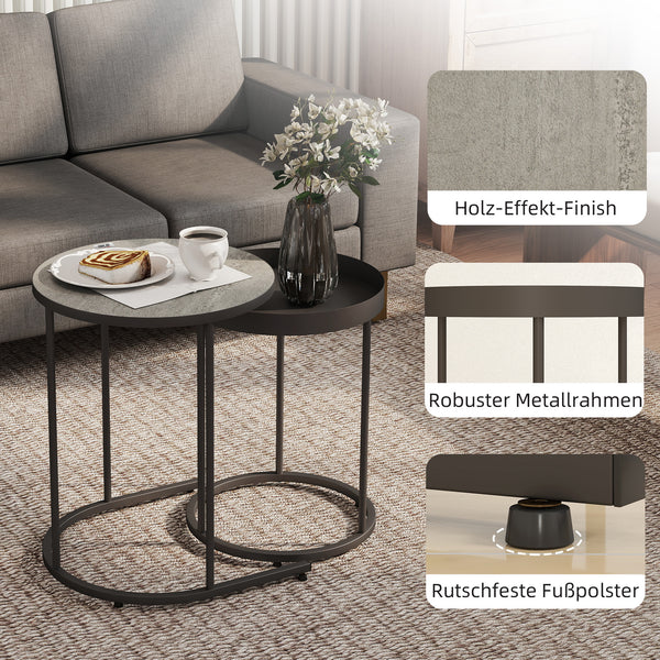 Wohnzimmertisch Set platzsparend Tablett Design Metall grau