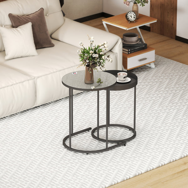 Wohnzimmertisch Set platzsparend Tablett Design Metall grau
