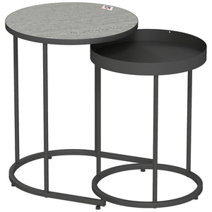 Wohnzimmertisch Set platzsparend Tablett Design Metall grau