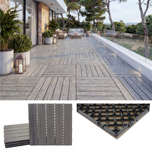 WPC Bodenfliesen Holzoptik antik-braun 1m² für Terrasse Balkon