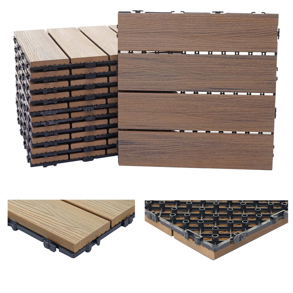 WPC Gartenfliese 1m2 JAM-E20 Holzoptik 11x je 30x30cm