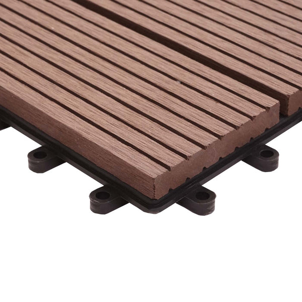 WPC Gartenfliese Rhone + Abschluss Holzoptik 1m2 Premium waagrecht