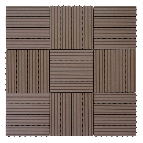 WPC Gartenfliese Rhone Holzoptik 1m2 Basis coffee linear