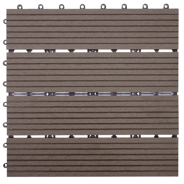 WPC Gartenfliese Rhone Holzoptik 1m2 Basis coffee linear