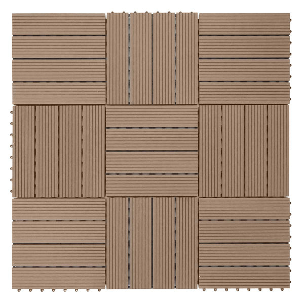 WPC Gartenfliese Rhone Holzoptik 1m2 Basis teak linear