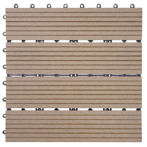 WPC Gartenfliese Rhone Holzoptik 1m2 Basis teak linear