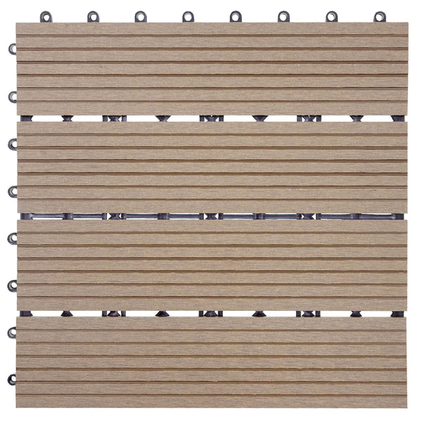 WPC Gartenfliese Rhone Holzoptik 1m2 Basis teak linear