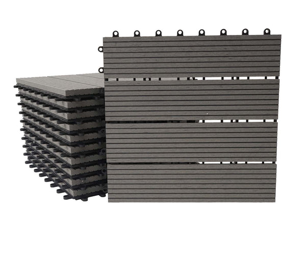 WPC Gartenfliese Rhone Holzoptik 1m2 Premium grau linear