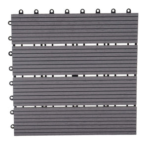WPC Gartenfliese Rhone Holzoptik 1m2 Premium grau linear